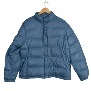 Land's End  Goose Down Filled Winter Jacket Puffer Blue Nylon Size XL